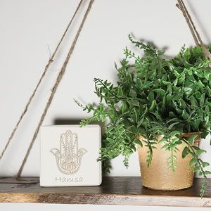 Hamsa Laser Engraved Yoga Wooden Sign